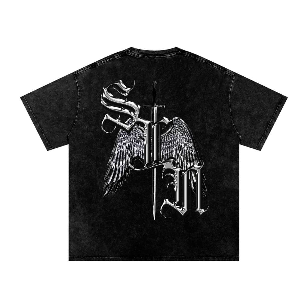 SLN "Graveyard Shift" Snow Washed Oversized Cotton T-Shirt