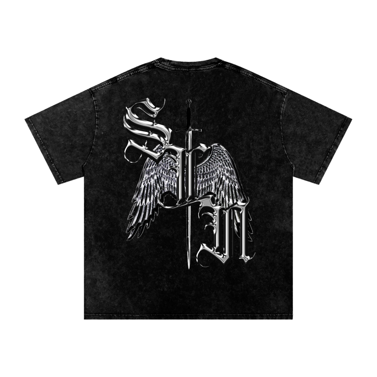 SLN "Graveyard Shift" Snow Washed Oversized Cotton T-Shirt