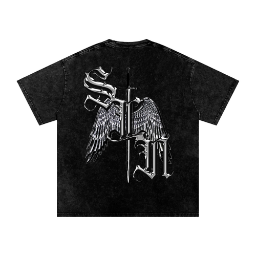 SLN "Graveyard Shift" Snow Washed Oversized Cotton T-Shirt