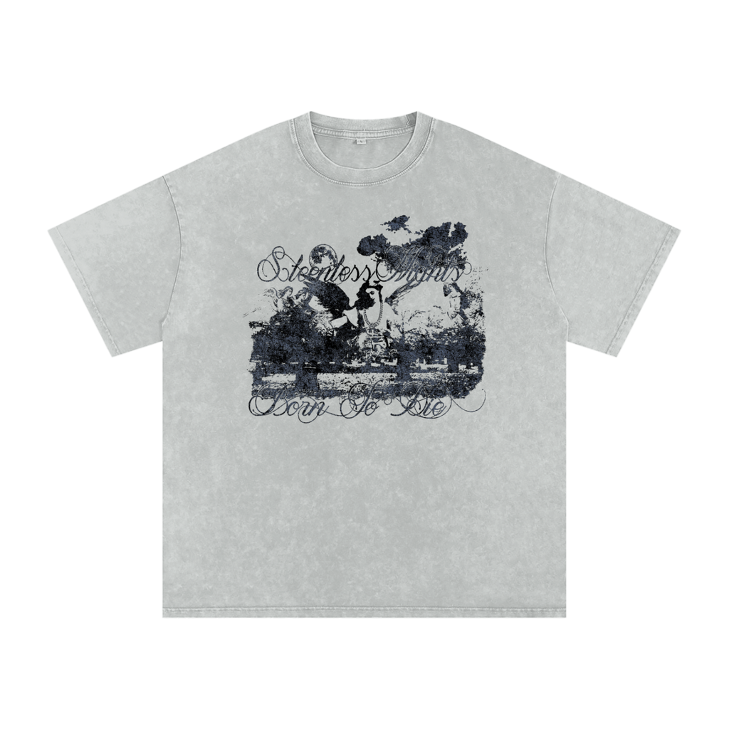 SLN "Angel Chain" Snow Washed Oversized Cotton T-Shirt