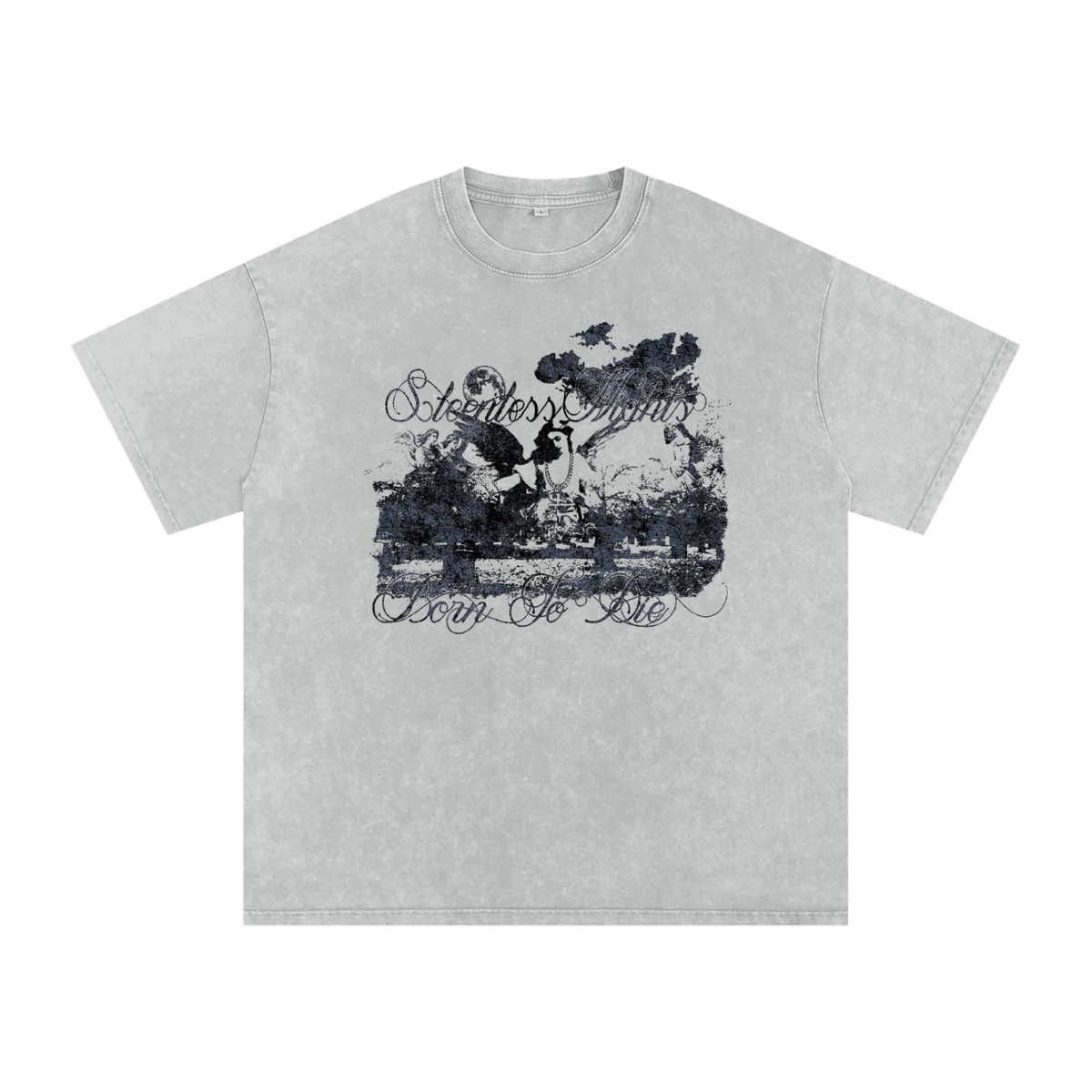 SLN "Angel Chain" Snow Washed Oversized Cotton T-Shirt