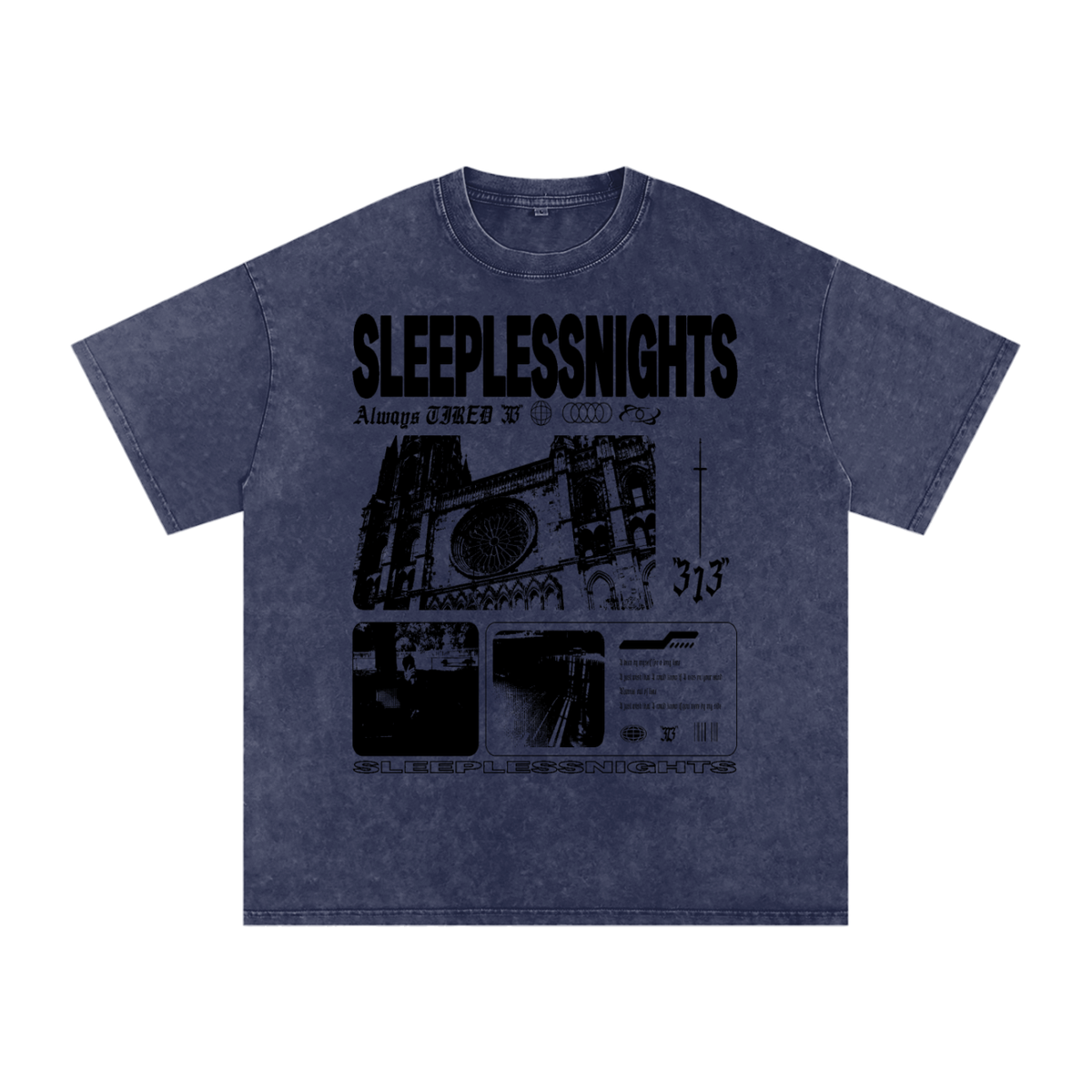 SLN "News Paper" Snow Washed Oversized Cotton T-Shirt