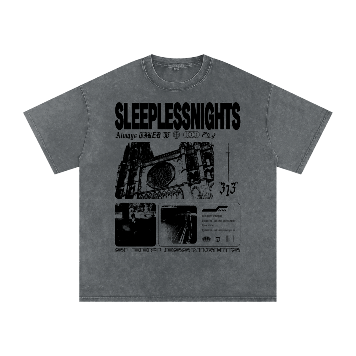 SLN "News Paper" Snow Washed Oversized Cotton T-Shirt