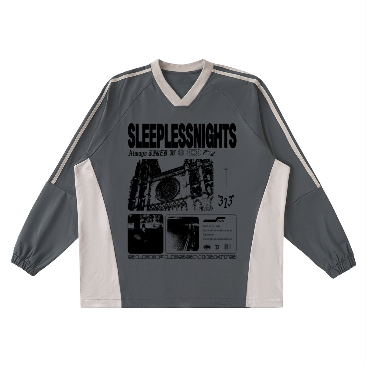 SLN "News Paper" V-Neck Long-Sleeve Windbreaker